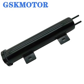 GSKMOTOR - Botella de depósito de desbordamiento de radiador de 2 x 10 pulgadas, acero inoxidable, color negro