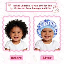 PIEMEET 5 Pcs Kids Bonnet for Girls, 11 Inch Kids Satin Bonnet with Elastic Band, Soft Silk Night Sleep Cap for Baby Toddler Girls, Colorful Sleeping Bonnet for Curly Natural Hair(Multiple Colors)
