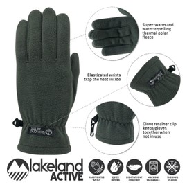 Lakeland Active Kendal Thermal Fleece Winter Gloves - Grey - Small
