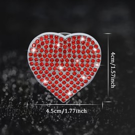 TOMALL Bling Car Engine Start Button Cover Diamond Interior Crystal Push Start Button Ring Sticker Sparkly Accessories Heart Bling Ignition Button Rhinestone Emblem Decoration Universal for Car (Red)