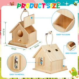 Liliful Wooden DIY Birdhouse Kit for Adults Unfinished Wooden Bird Houses with Paints and Paintbrushes Hanging Woodworking Craft Kit for Boys or Girls Classroom Birthday Craft Activity