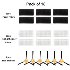 Replacement Parts Fit for EcoVacs DEEBOT N79S DEEBOT N79 DEEBOT 500 DEEBOT N79W Robotic Vacuums Accessories - Filters+ Side Brushes PACK OF 1 WITH 18 pieces set