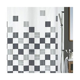 Spirella Anti-Mould Shower Curtain - Anti-Bacterial, Washable, Waterproof, Polyester, "Part" 180 x 200 cm, White, Grey, Black