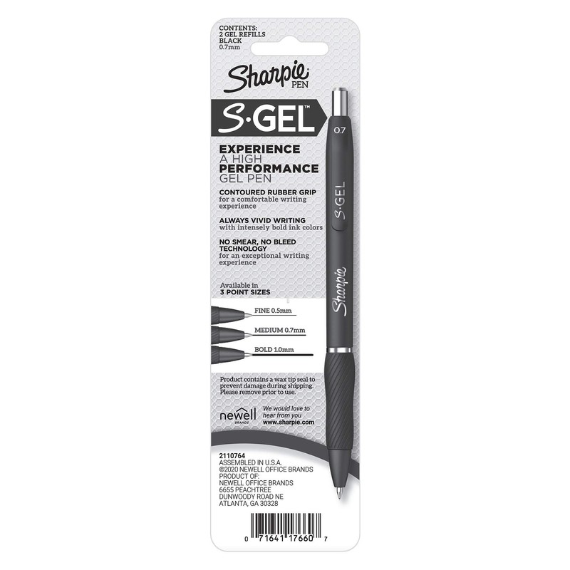 Sharpie S-Gel Refills Black Ink Gel Pen Refills Medium Point