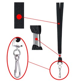 HOSL 100 Pack Badge Lanyards Office Lanyard ID Card Lanyards Business Card Lanyards Economy Students Lanyards Employee Lanyards Round 36" with Swivel Hook (Wide Black)