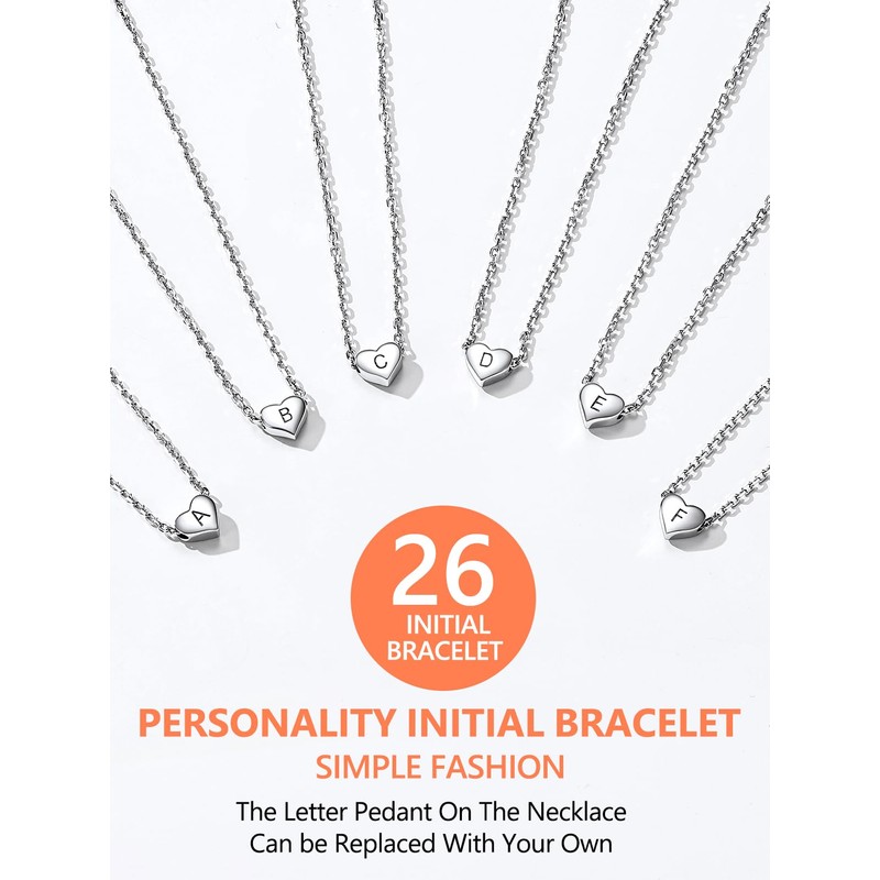 925 Silver Bracelet for Women Heart Bracelet Auntie Gifts Initial