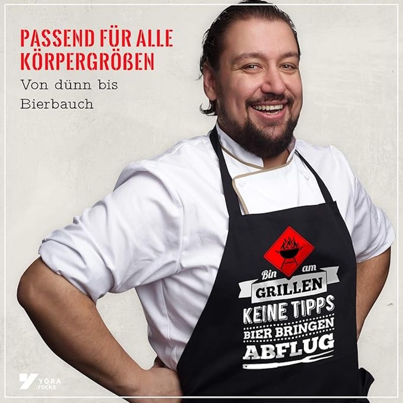 Yora BBQ Apron for Men - Bin am Grillen (German