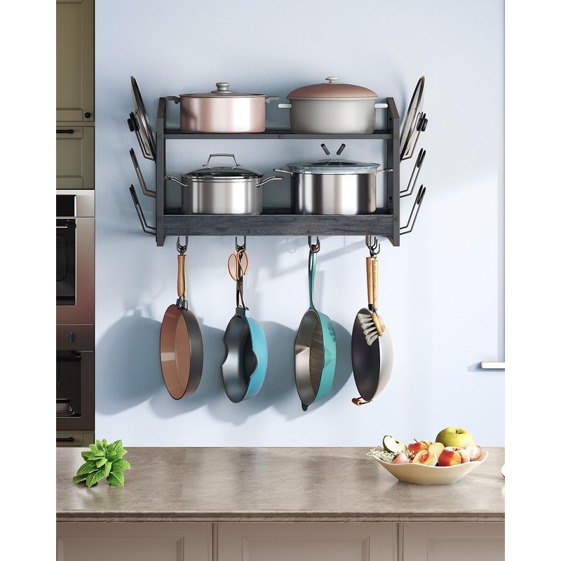 CHOEZON Hanging Pot Rack, Pot Rack Wall Mounted, 2-Tier Kitchen