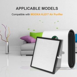 Lhari 2 Pack KJ217 Air Purifier Filter Replacement, Compatible with MOOKA KJ217 Air Purifier, 3-in-1 True HEPA Filter, High-Efficiency Activated Carbon Filter
