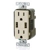 Leviton Contacto Duplex con Cargador Usb, Resistente a Interferencia de