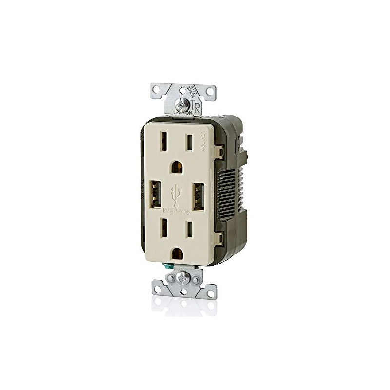 Leviton Contacto Duplex con Cargador Usb, Resistente a Interferencia de