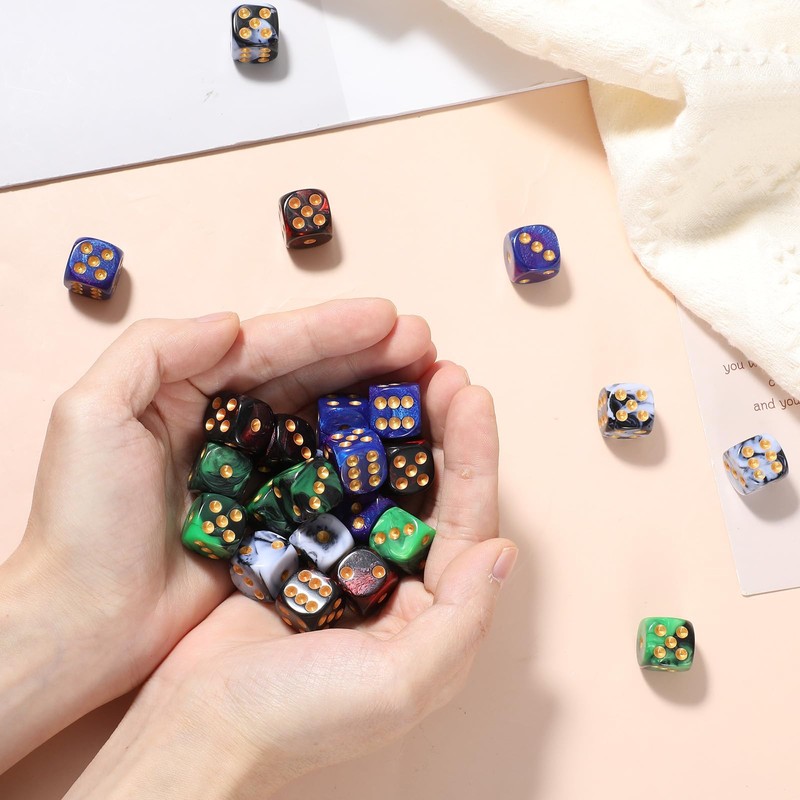 Sibba 24 Pack Marble Swirl D6 Dice 6 Sided Dice