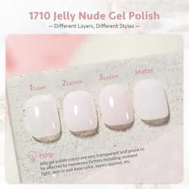 GAOY Jelly Nude Gel Nail Polish, 16ml Sheer Pink Translucent Gel Polish, UV Light Cure for Nail Art DIY, 1710 Pink Wedding