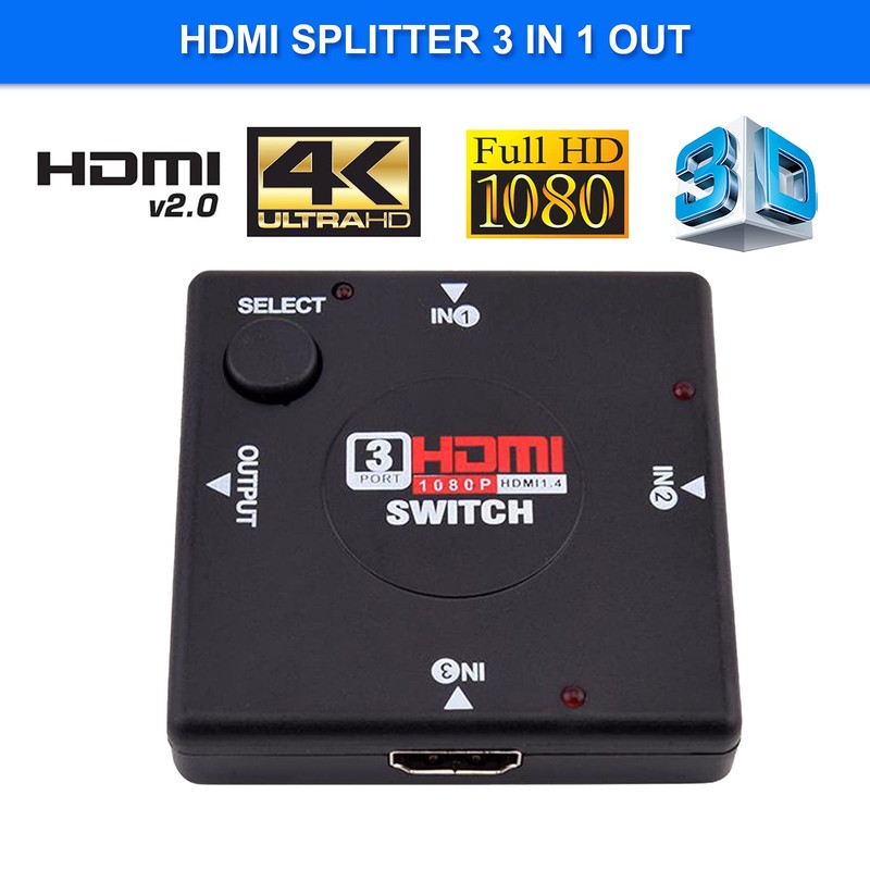 ACLINKER HDMI Switch 3-Port HDMI Switcher Supports Full HD1080p3D