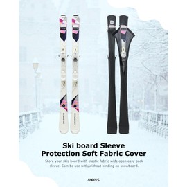MONS Snow Skis Protection Fabric Soft Sleeve Cover Wide Open Easy Pack (S)