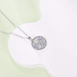 CRMAD Celtic Necklace for Women Trinity Knot Scottish Thistle Pendant Irish Jewelry Gifts for Women
