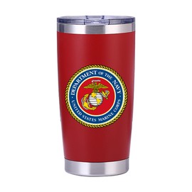 BestSyracuse United States Marine Corps Seal 20 oz Insulated Tumbler with Lid Black Red Stainless Steel Olive (Red)