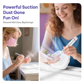 Mini Rechargeable Nail Dust Collector for Personal Use at Home, Small Quiet & Cordless Vacuum Nail Tech Fan Dust Collector, 60° Standing Use Design for Nail Art