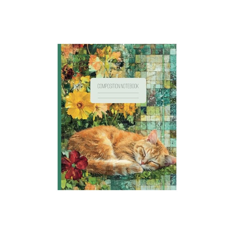 Ginger Cat Composition Notebook: College Ruled Creative Writing Book Featuring