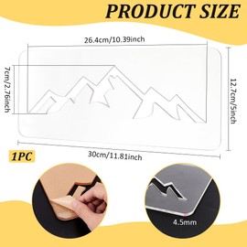 BENECREAT Mountain Clear Acrylic Router Inlay Template, Woodworking Router Template with Protective Film for Creating Unique Inlays in Signs, Charcuterie Boards, 11.8x5inch, 4.5mm Thick