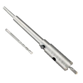 1-1/4" Concrete Hole Saw, 32mm Tungsten Steel Core Bit for Cinder Block, Brick, Rock, Plank Walls for Pipes or Mini Split Lines, with SDS Plus Shank and 2 Center Positioning Drill Bits.