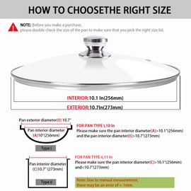 Pan Lid 10 Inch Replacement Glass Lid for 10" Pan, pot, Wok, Skillet - Oven Safe
