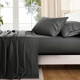 INVGEEXI Queen Sheet Set - 4 Piece Microfiber Queen Size Black Sheets Hotel Luxury 1800 Thread Count Bed Sheet 16" Deep Pocket Fitted Sheet, Flat Sheet & 2 Pillowcase, Wrinkle Free Sheets Set