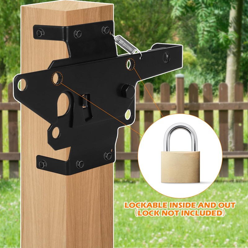 Self-Locking Gate Latch – Heavy-Duty Post Mount Automatic Lock for