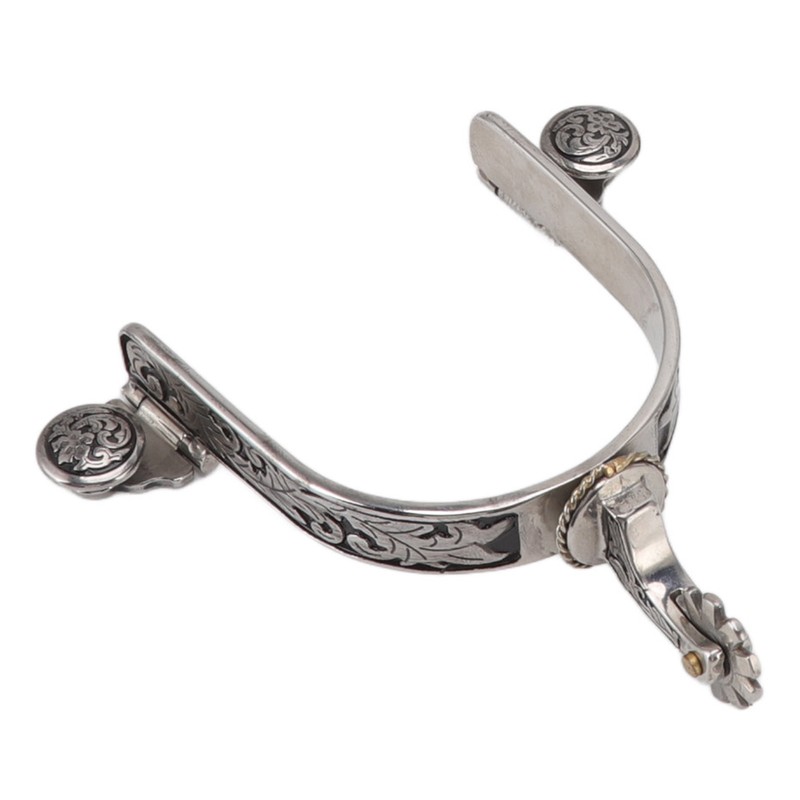 One Pair Boot Spurs Stainless Steel Vintage Leaf Patterned Western