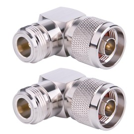 MOOKEERF 5 Pack N Type Connector Adapter Right Angle Coax Connectors 90 Degree N Male to N Female Connector