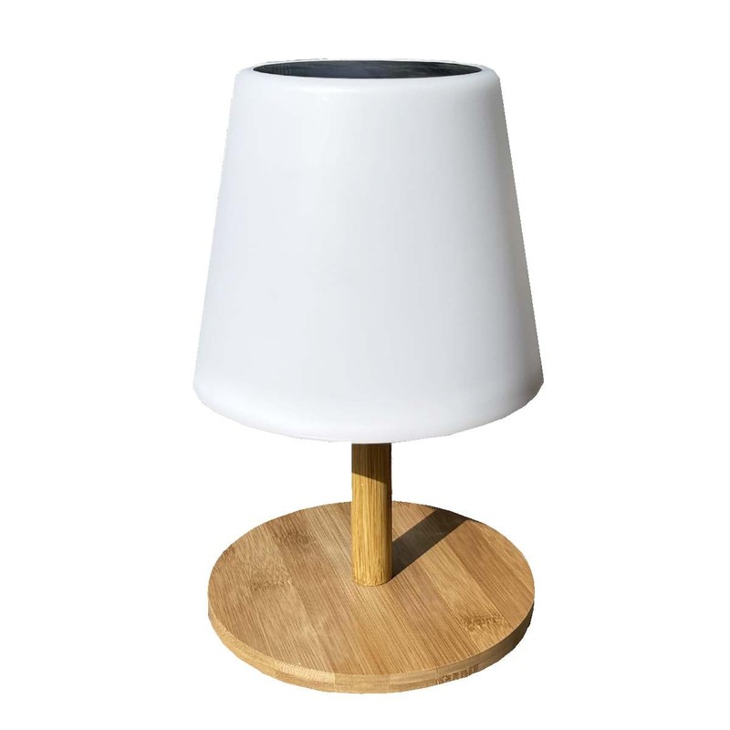 Standy Mini Wood Solar Table Lamp Height 25 cm