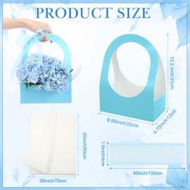 Sweetude 12 Pack Medium Paper Bags with Handle Tissues Ribbons, 8.7 x 4.7 x 12.2 inch Goodie Treat Boxes Assorted Colors Party Favor Bags Gift Basket Boxes for Birthday Wedding Bride Shower(Blue)