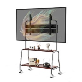 Mobile TV Cart Easel Rolling TV Stand for 32 to 75 Inch LCD LED OLED Flat Panel Screens, Stainless Steel Portable Floor TV Stand with Locking Wheels Hold Up to 110 Lbs Max VESA 600x400mm