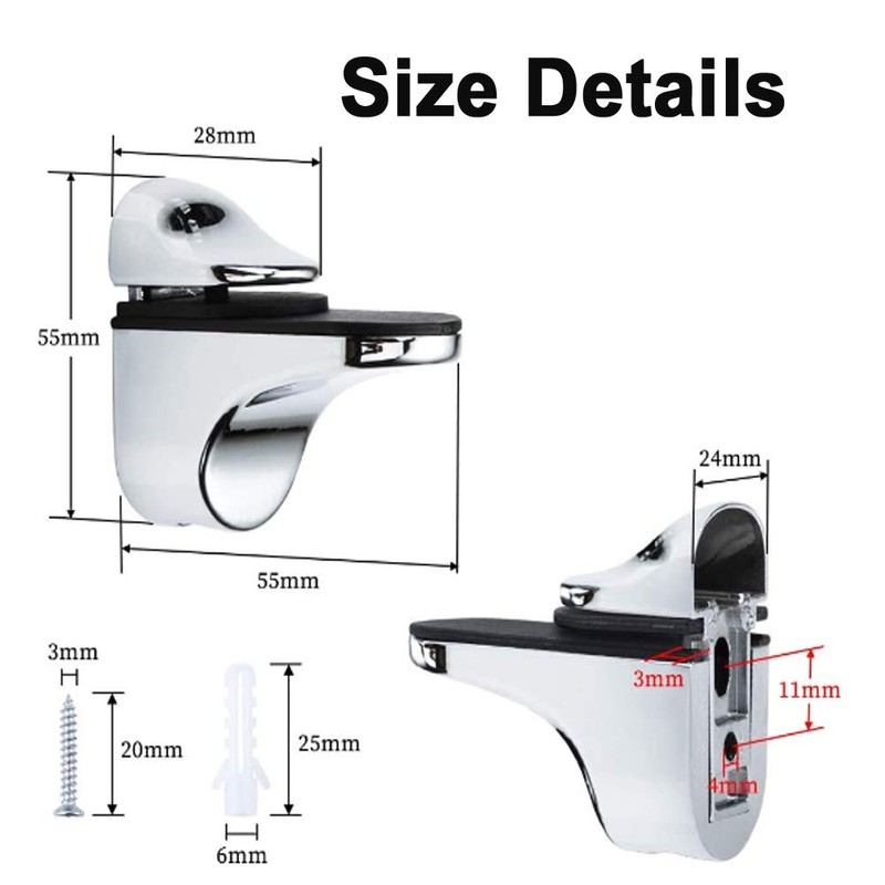 Adjustable Wood/Glass Shelf Bracket Solid Metal Wall Mount 2 Pcs