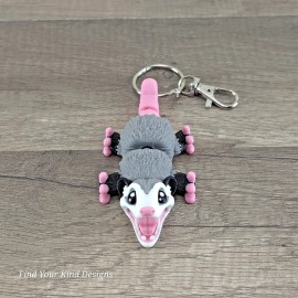 3D printed Mini Opossum Keychain articulated 4 in Flexi Fidget gift
