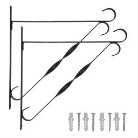 SwiftPick Home 10 Inch (24.5cm) Black Hanging Basket Bracket 2-Pack, Strong Heavy Duty Metal Hanging Bracket for Baskets, Lanterns, Lights, Bird Feeders