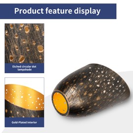 Metal Small Cut Corner Lamp Shade Laser Star Bevel Floor Lampshade Bronze Outside And Gold Inside 4.4" Top X 5.9"Height (2 Pcs)
