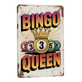 8X12 Inches Bingo Queens Women Poster Wall Plaques For Home Decor Unique Vintage Room Decor For Living Room,Bedroom,Office,And More! Wall Signs Aesthetic For Retro Farmhouse And Gothic Decor