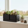 Herb Garden Planter Set with Saucer, Black, 76-Q-B-1