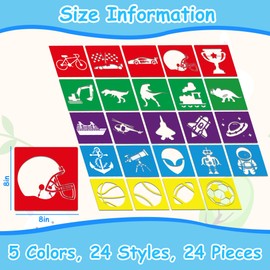 24 PCS Kids Stencils for Painting Sidewalk Chalk Stencils Boys Discovery Themed Stencil Kids Style Collection - 8 in