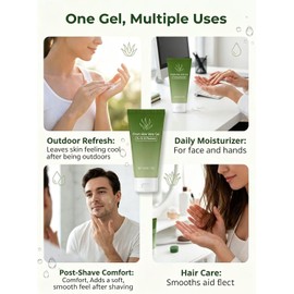 Fresh Aloe Vera Gel, Soothing Sunburn Relief & Deep Hydrating Moisturizer, Redness Calming After Sun Care Gel for Sensitive Face & Body Skin 60G/2.11OZ (1)