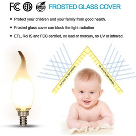 carryBC LED Candelabra Bulb 40W Equivalent 450LM 4000K Daylight White E12 Base LED Filament Light Bulbs, C35 Candle Flame Tip Frosted Glass Chandelier Bulbs Dimmable 12pcs