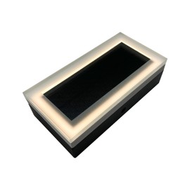 LUMENGY Solar Paver Light 4×8 inch, 2700K, Up to 18 Hours Continuous Lighting, Stainless Steel, Thick Glass, Glare-Free Illumination for Driveways, Pathways & Garden, Waterproof & Drive-Over Rated