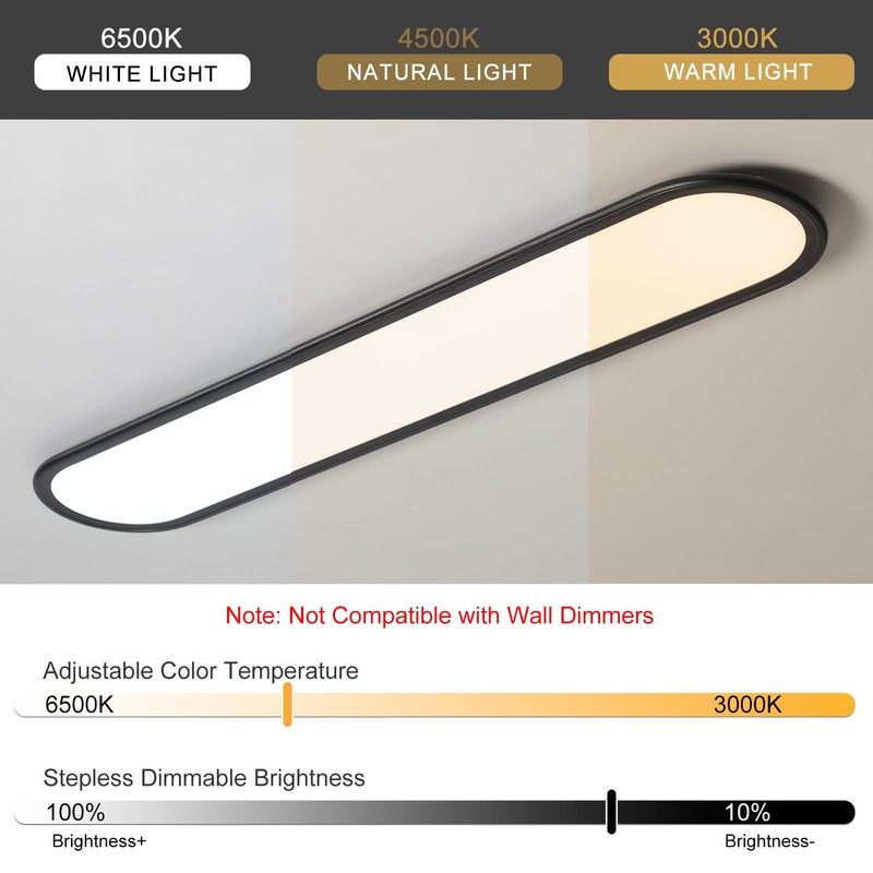 Ganeed LED Flat Panel Long Ceiling Light Fixture for Shop