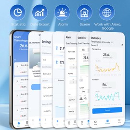 FRESHIN WiFi Temperature Hygrometer, Smart Digital Humidity Monitor with 2 Sensors, App Alert, Data, Storage Export, High Precision, Compatible with Alexa, Google Home, No Hub Required (2.4GHz Only)
