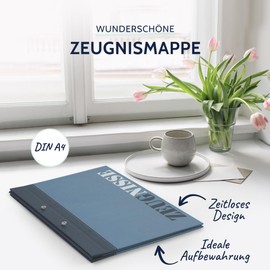 goldbuch 36114 Certificate Folder 2 Coloured Blue, Certificate Folder DIN A4, Document Folder with Screw Closure and 12 Transparent Pockets, Linen Structure Folder with 12 Pockets, approx. 24 x 31 x 1.5 cm