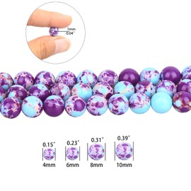 ALZLDYS Purple-Blue Imperial Jasper Beads 36pcs 10mm Stone Beading Loose Gemstones Hole Size 1mm DIY Smooth Bead for Bracelet Necklace Earrings Jewelry Making