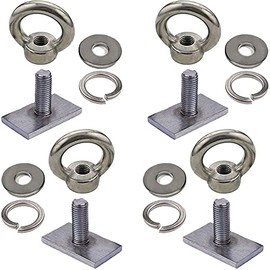 4 Pack Heavy Duty Eye Bolt tie Down Rings, Stainless Steel - M8 Eye Nuts, Track Mount Tie Down Eyelet to Hold Your Bungee Cord or Ropes Anchoring, Anchoring kit for tie Down Straps