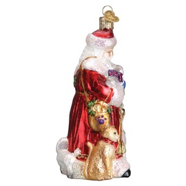 Old World Christmas Glass Blown Ornament Santa's Furry Friends with S-Hook and Gift Box