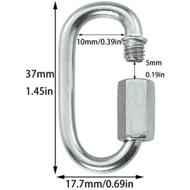 Bxian 10PCS Silver 304 Stainless Steel Chain Link Quick Connect Ring D Lock Quick Chain Repair Link Pet Keychain for Outdoor Travel Gear